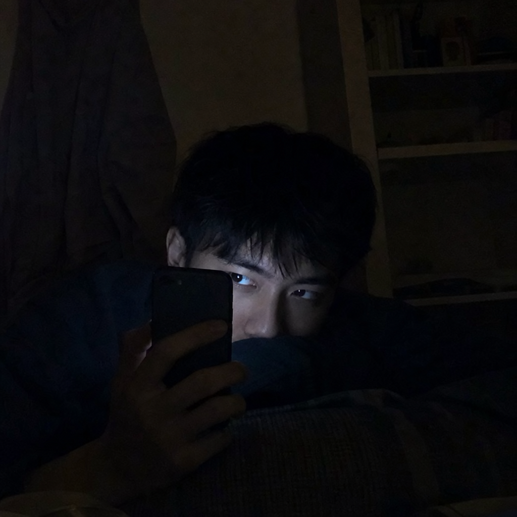 Person browsing Instagram anonymously in the dark
