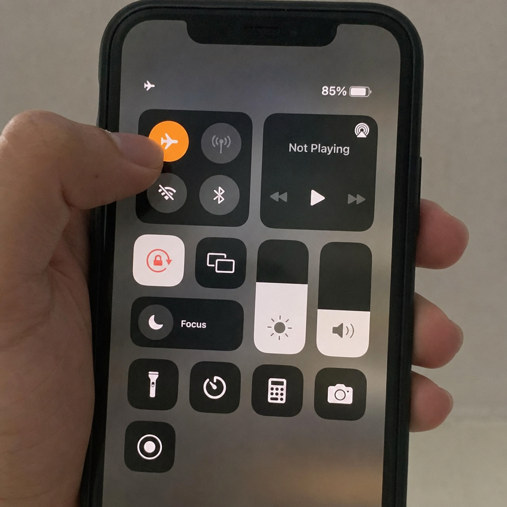Turning on airplane mode on iPhone control center